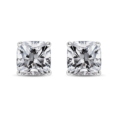 14K White Gold Princess Cut Diamond Solitaire Stud Earrings