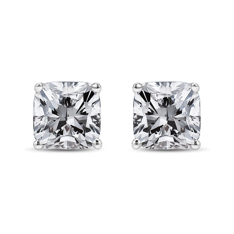 14K White Gold Princess Cut Diamond Solitaire Stud Earrings